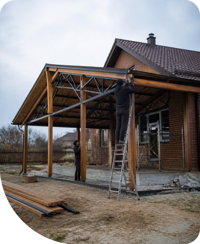 Пристройка навеса к дому и участку в Барнауле под ключ